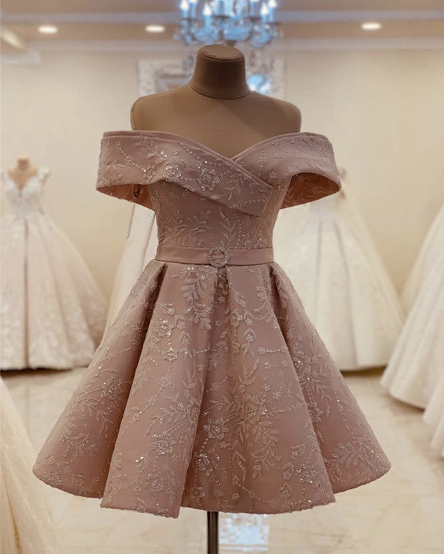 3D Flowers Embroidery Ruffles Lace Homecoming Dresses Short     cg20044 main image 1