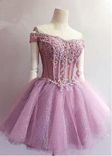Load image into Gallery viewer, Short Light Blue Corset Homecoming Dresses Lace Appliques