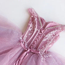 Load image into Gallery viewer, Short Light Blue Corset Homecoming Dresses Lace Appliques