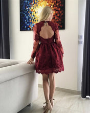 Load image into Gallery viewer, Open Back Homecoming Dresses Burgundy