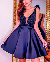 Load image into Gallery viewer, Navy Blue Homecoming Dresses Beaded