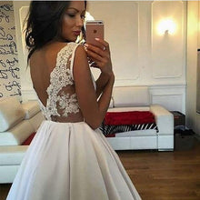 Load image into Gallery viewer, Short Satin Lace Open Back Homecoming Dresses For Cocktail Party