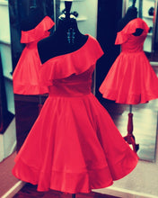Load image into Gallery viewer, Short Satin Ruffles Homecoming Dress One Shoulder