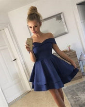 Load image into Gallery viewer, Navy Blue Homecoming Dresses Short