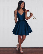 Load image into Gallery viewer, Simple Navy Homecoming Dresses