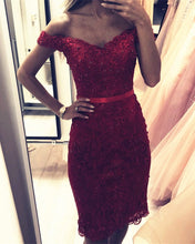Load image into Gallery viewer, Burgundy Lace Homecoming Dresses Elegant