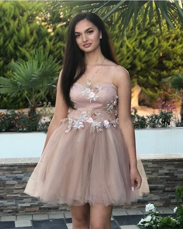 Short Sweetheart Homecoming Dresses Tulle Spaghetti Straps Short Sweetheart Homecoming Dresses Tulle Spaghetti Straps