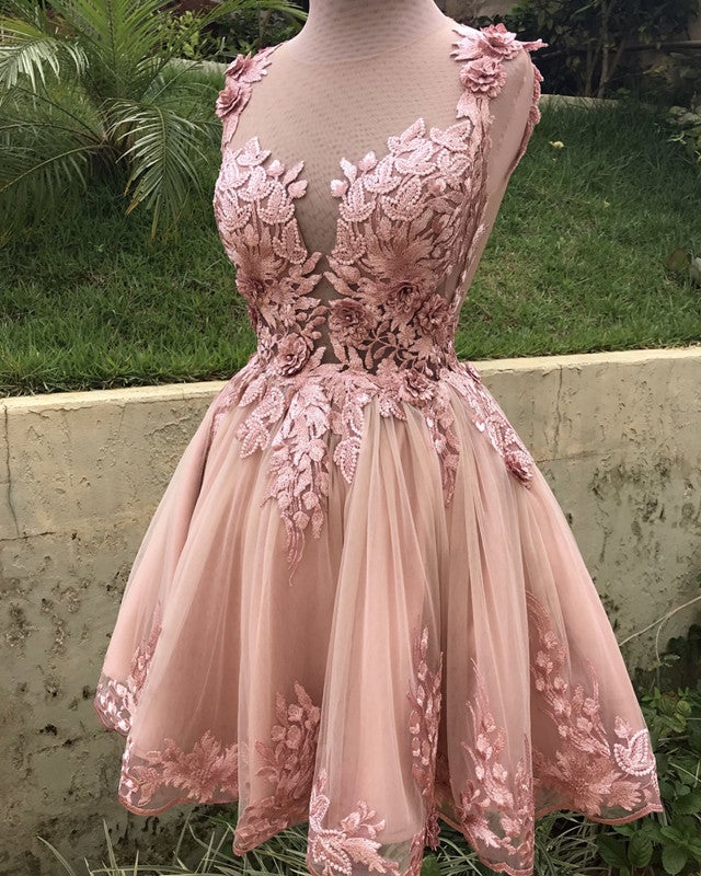 Short Tulle Homecoming Dresses Lace Embroidery Short Tulle Homecoming Dresses Lace Embroidery