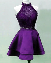 Load image into Gallery viewer, Short Purple Two Piece Prom Dresses
