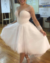 Load image into Gallery viewer, Short Wedding Dress Sparkle Beaded Long Sleeves