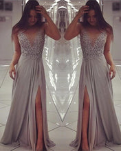 Load image into Gallery viewer, Chiffon Formal Dresses Silver