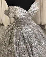 Load image into Gallery viewer, Silver Sequin Wedding Dress
