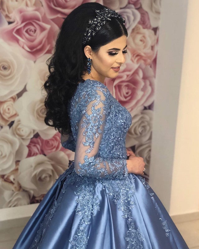 Silver Wedding Dresses Ball Gowns Lace Long Sleeves Silver Wedding Dresses Ball Gowns Lace Long Sleeves