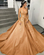 Load image into Gallery viewer, Gold Wedding Dresses 2020