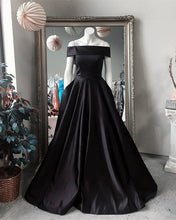 Load image into Gallery viewer, Black-Ballgowns-Prom-Dresses-2019-Long-Satin-Formal-Party-Dress