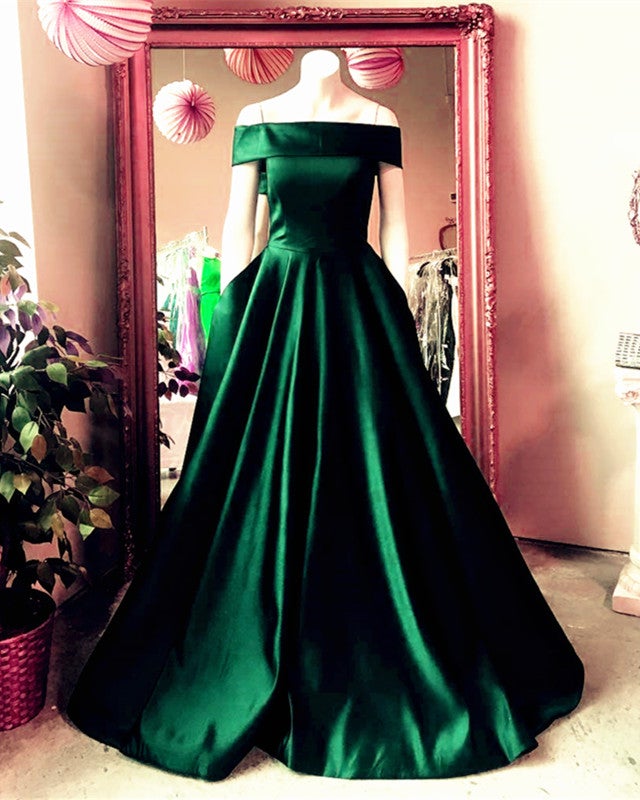 Simple Satin Off The Shoulder Long Prom Dress Ball Gowns Simple Satin Off The Shoulder Long Prom Dress Ball Gowns