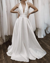 Load image into Gallery viewer, Simple Halter Wedding Dress