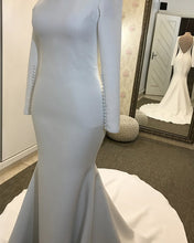 Load image into Gallery viewer, Backless Mermaid Long Sleeves Satin Wedding Gown
