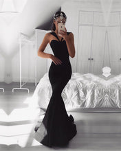 Load image into Gallery viewer, Sleeveless Long Satin Mermaid Prom Dresses Open Back-alinanova
