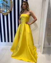 Load image into Gallery viewer, Long Yellow Gold Prom Dresses