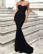 Load image into Gallery viewer, Black Lace Mermaid Prom Dresses