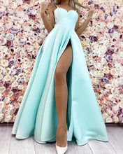 Load image into Gallery viewer, Spaghetti Straps Bridesmaid Dresses Satin Split