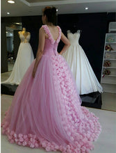 Load image into Gallery viewer, Spaghetti Straps Pink Flower Ball Gowns Quinceanera Dresses Bodice Corset