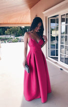 Load image into Gallery viewer, Spaghetti Straps Sweetheart Long Satin Floor Length Bridesmaid Dresses