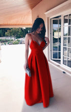 Load image into Gallery viewer, Spaghetti Straps Sweetheart Long Satin Floor Length Bridesmaid Dresses