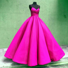 Load image into Gallery viewer, Spaghetti Straps V Neck Satin Wedding Dresses Ball Gowns