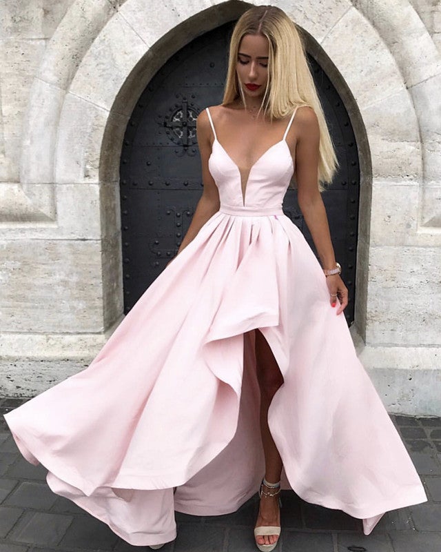 Spaghetti Straps V-neck Prom Dresses Front Short Long Back – alinanova