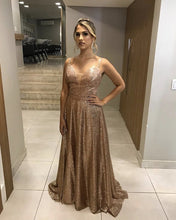 Load image into Gallery viewer, Rose Gold Prom Long Dresses 2020