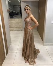Load image into Gallery viewer, Rose Gold Prom Sequin Dresses