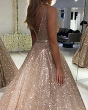 Load image into Gallery viewer, Rose Gold Sparkle Dress Long
