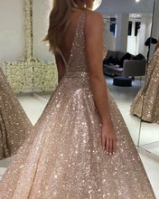Load image into Gallery viewer, Rose Gold Sparkle Dress Long
