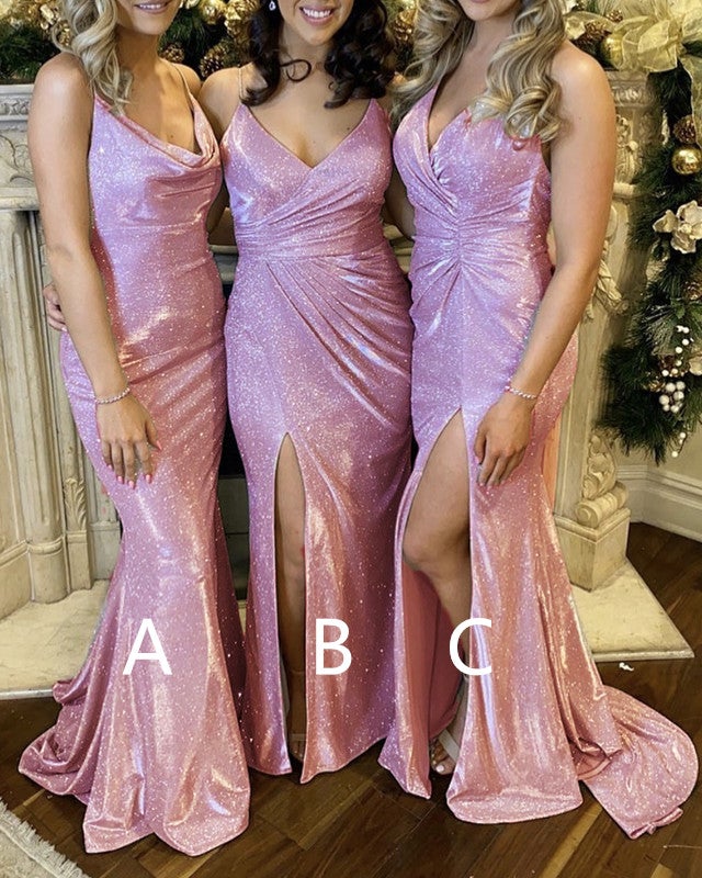 strapless open back dress Mermaid V Neck Bridesmaid Dresses Floor Length – Lisposa main image 1