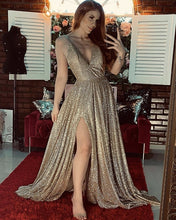 Load image into Gallery viewer, Rose Gold Prom Dresses Long