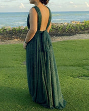 Load image into Gallery viewer, Green Glitter Prom Dresses