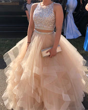 Load image into Gallery viewer, Two Piece Prom Dresses Champagne Ball Gown