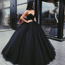 Load image into Gallery viewer, Strapless Bodice Corset Black Organza Ball Gowns Wedding Dresses