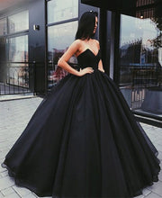 Load image into Gallery viewer, Strapless Bodice Corset Black Organza Ball Gowns Wedding Dresses