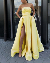 Load image into Gallery viewer, Yellow Prom Strapless Dresses