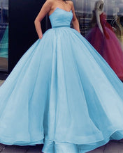 Load image into Gallery viewer, Light-Blue-Quinceanera-Dresses-Ball-Gowns-Strapless-Prom-Dress