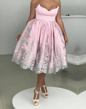 Load image into Gallery viewer, Strapless Bodice Corset Satin With Lace Homecoming Dresses
