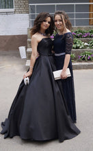 Load image into Gallery viewer, Strapless Bodice Satin Prom Ball Gown Dresses Floor Length