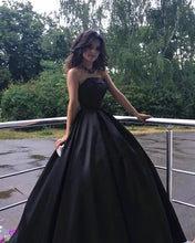 Load image into Gallery viewer, Strapless Bodice Satin Prom Ball Gown Dresses Floor Length-alinanova