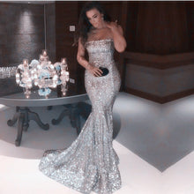 Load image into Gallery viewer, Strapless Sequin Mermaid Prom Evening Dresses