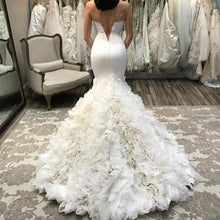 Load image into Gallery viewer, Strapless Sweetheart Bodice Corset Organza Layered Wedding Mermaid Dresses-alinanova