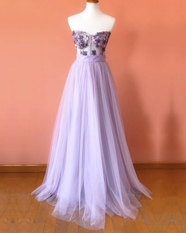 Strapless Tulle Empire Dresses Lace Embroidery Corset