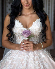 Load image into Gallery viewer, Strapless Wedding Ball Gown Dresses Lace Embroidery